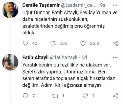 Uğur Dündar ve Fatih Altaylı'dan AKP'li Cemile Taşdemir'e sert tepki