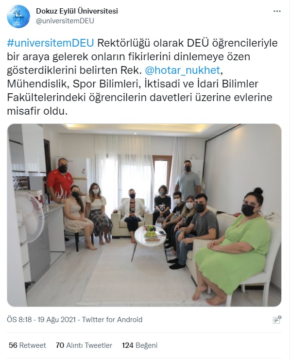 Dokuz Eylül Üniversitesi’nin resmi hesabında Rektör Nükhet Hotar ve öğrencilerin ayakları sansürlendi