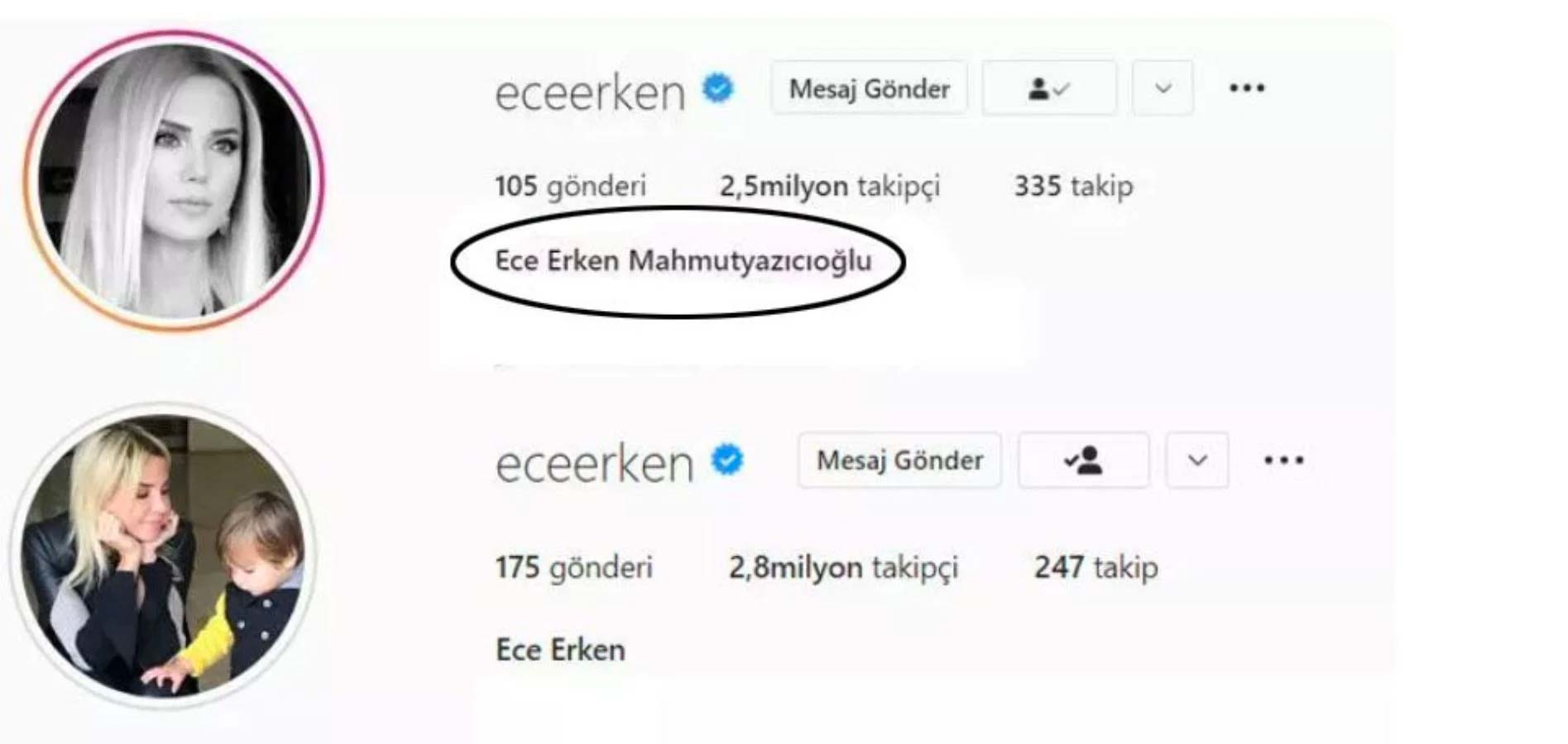 Ece Erken'den 'Şafak Mahmutyazıcıoğlu' hamlesi: Soyadını sildi