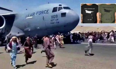 Taliban’dan kaçmaya çalışırken uçaktan düşerek hayatını kaybeden Afganları tişört baskısı yaptılar!