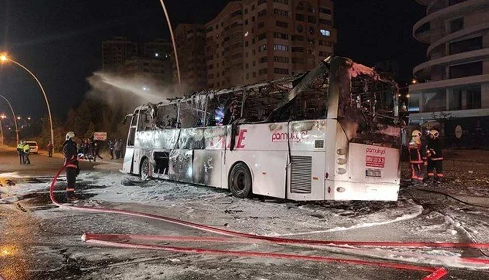 Ankara'da yolcu otobüsü yandı: 1 kişi öldü, 20 kişi yaralandı