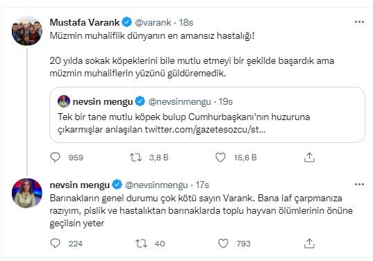 Nevşin Mengü ve Bakan Varank Twitter'da kapıştı: "Köpekleri bile mutlu ettik ama..."