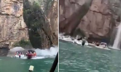 Brezilya'da facia: Turistlerin gezdiği teknelerin üzerine dev kaya parçaları düştü