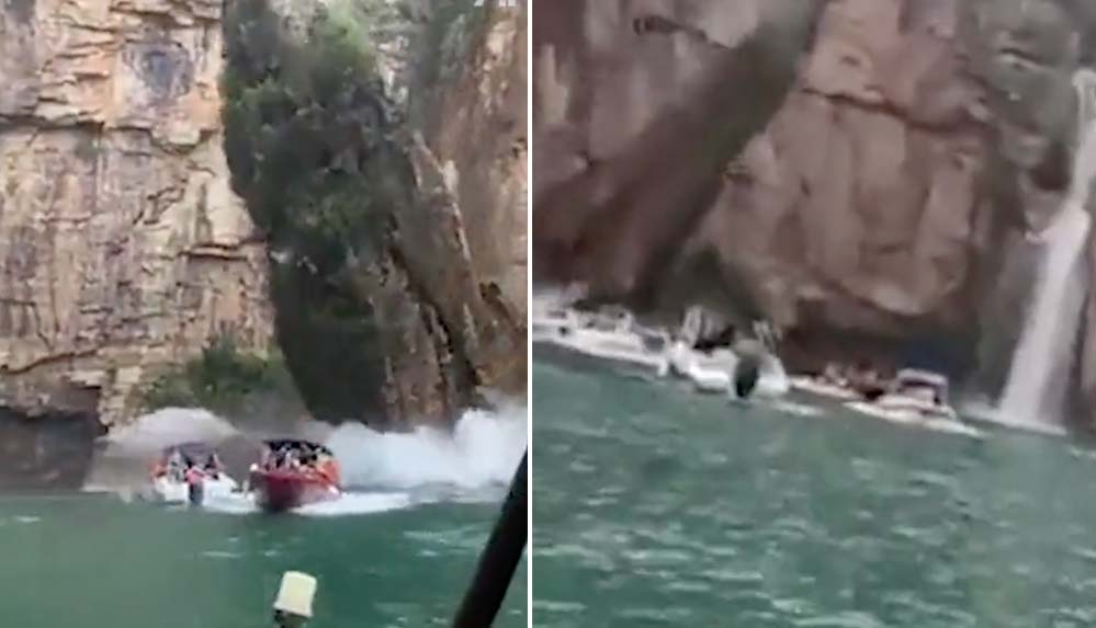 Brezilya'da facia: Turistlerin gezdiği teknelerin üzerine dev kaya parçaları düştü