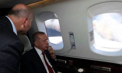 Erdoğan, Marmaris'teki yangını havadan inceledi