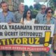 İzmir'de kamu emekçileri bordrolarını yaktı