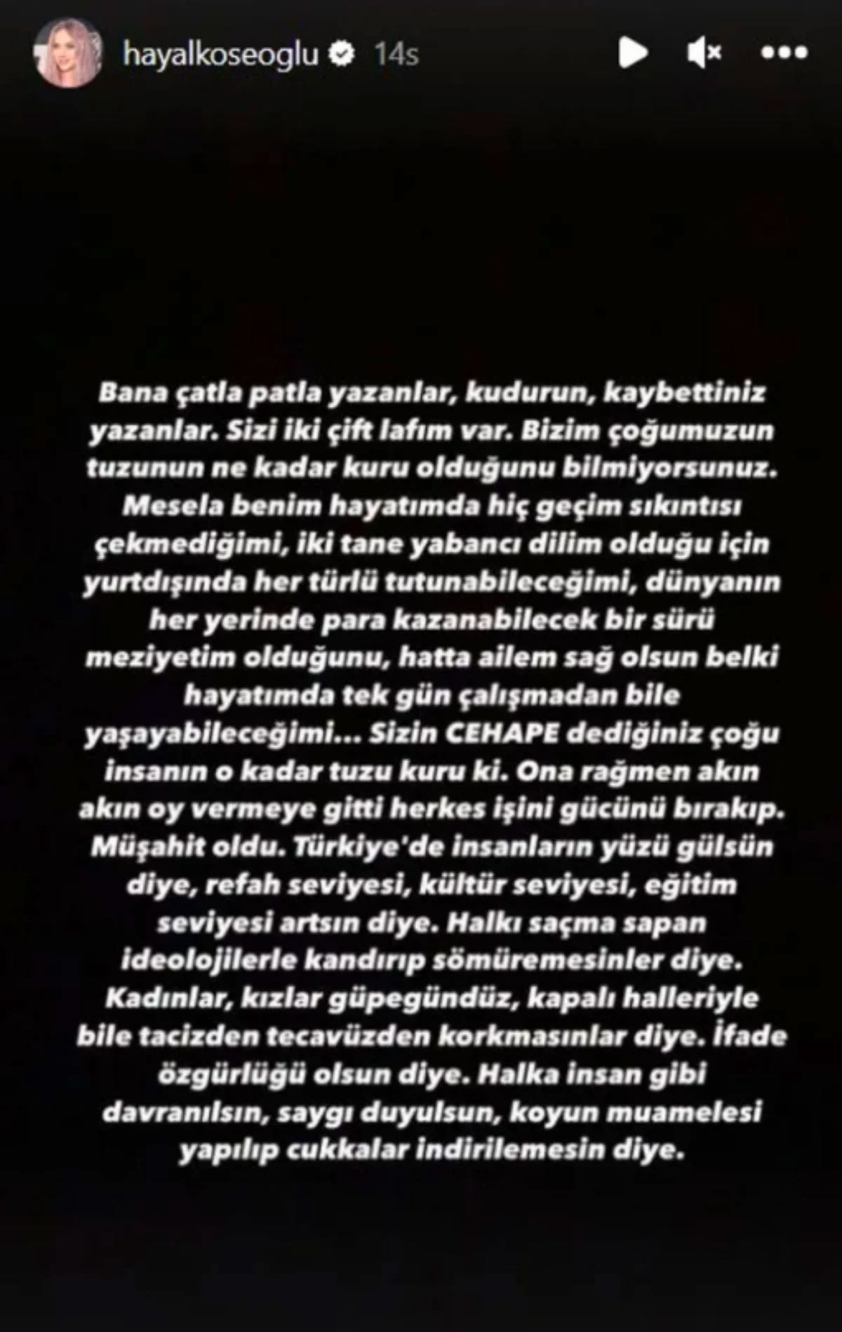 Ünlü oyuncu Hayal Köseoğlu seçimin ardından gözyaşlarıyla isyan etti: "Size iki çift lafım var"