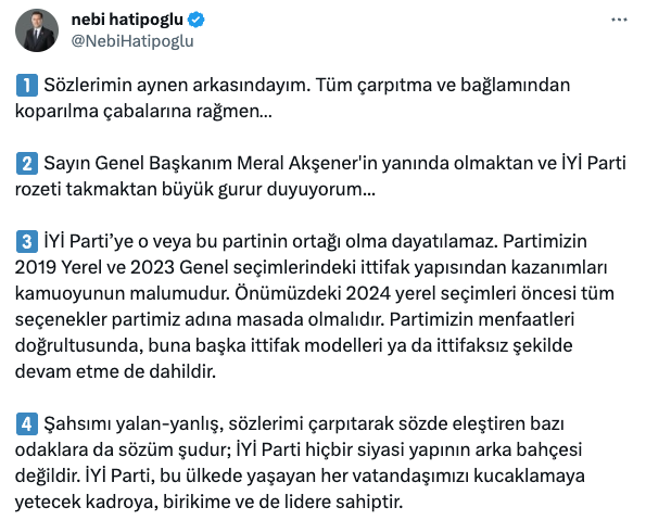 İYİ Parti, Cumhur İttifakı'na mı katılıyor? Kafa karıştıran paylaşım…